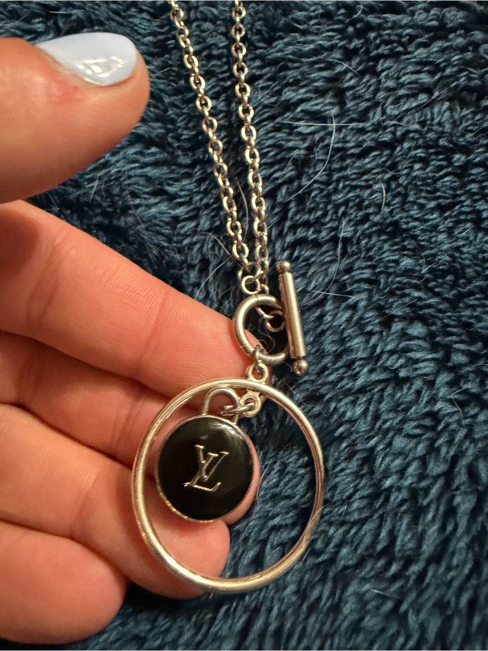 Silver Chain Necklace with Black Skittle